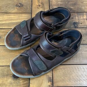 Y2K Clarks Air Trek Mens Brown Leather Adjustable Strap Outdoor Sandals Size 12
